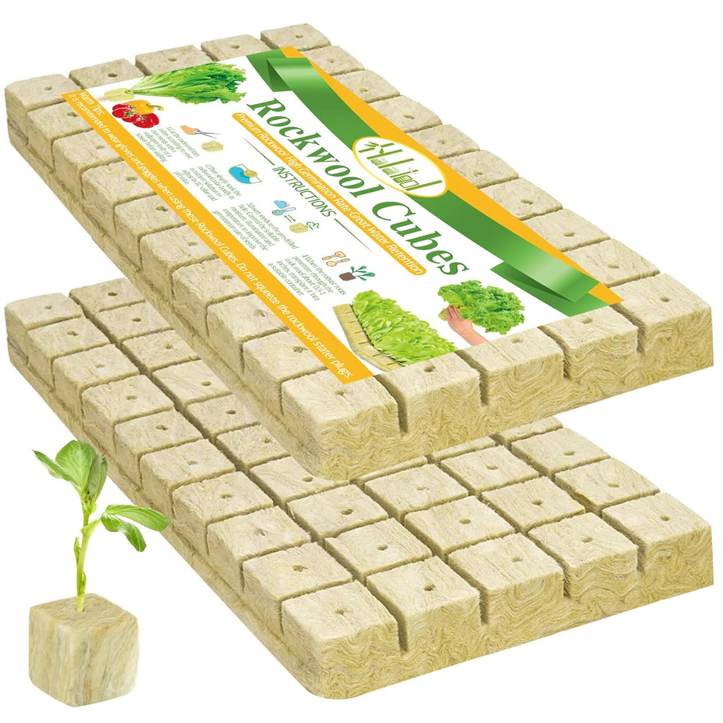 1 Inch Rockwool Cubes for Hydroponics, 100 Plugs Seed Starter Cube | High Germination Rate for Vegetables & Herbs