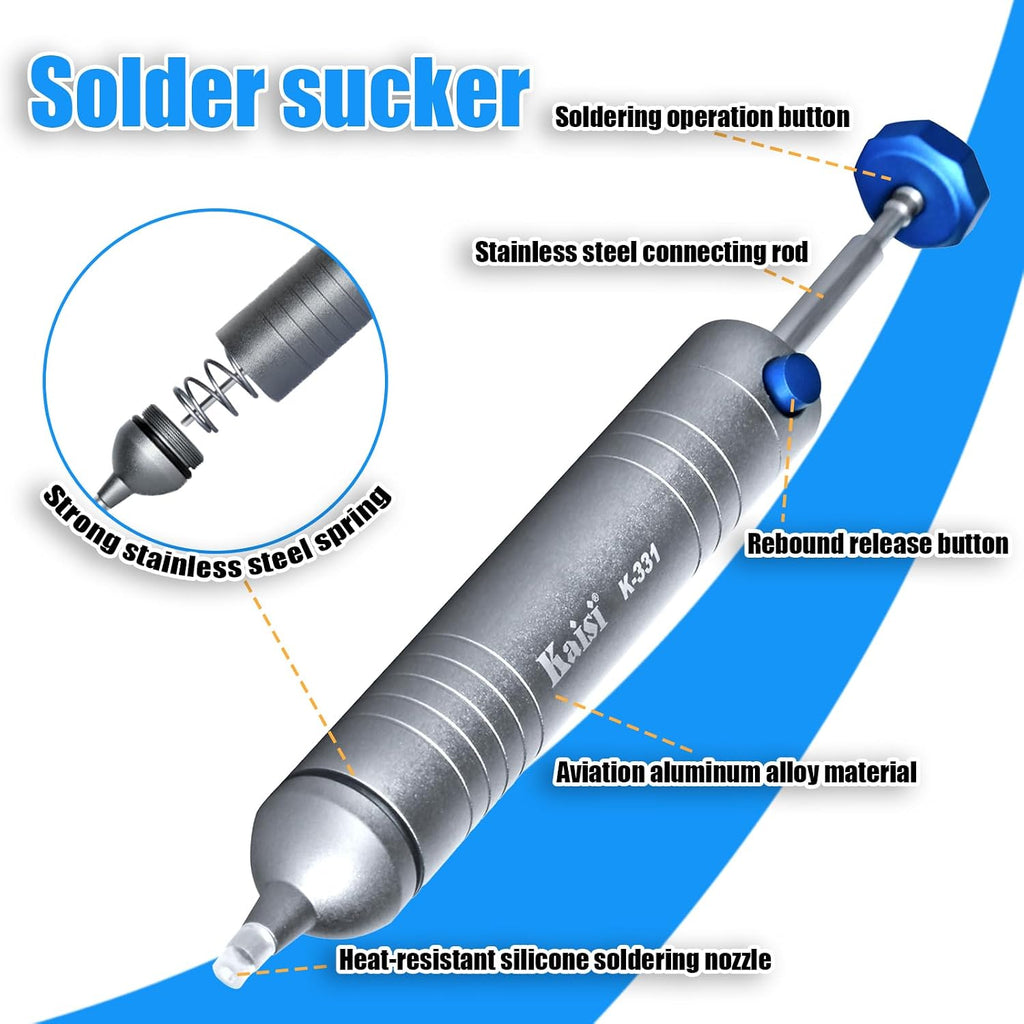 Kaisi Solder Sucker No Clog Desoldering Pump with Powerful Vacuum Suction