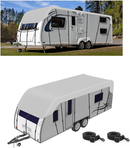 Camper Cover Waterproof 300D Durable Oxford Travel Trailer Cover Wind, Rain and Snow Proof rv Cover Snow Class C Rv