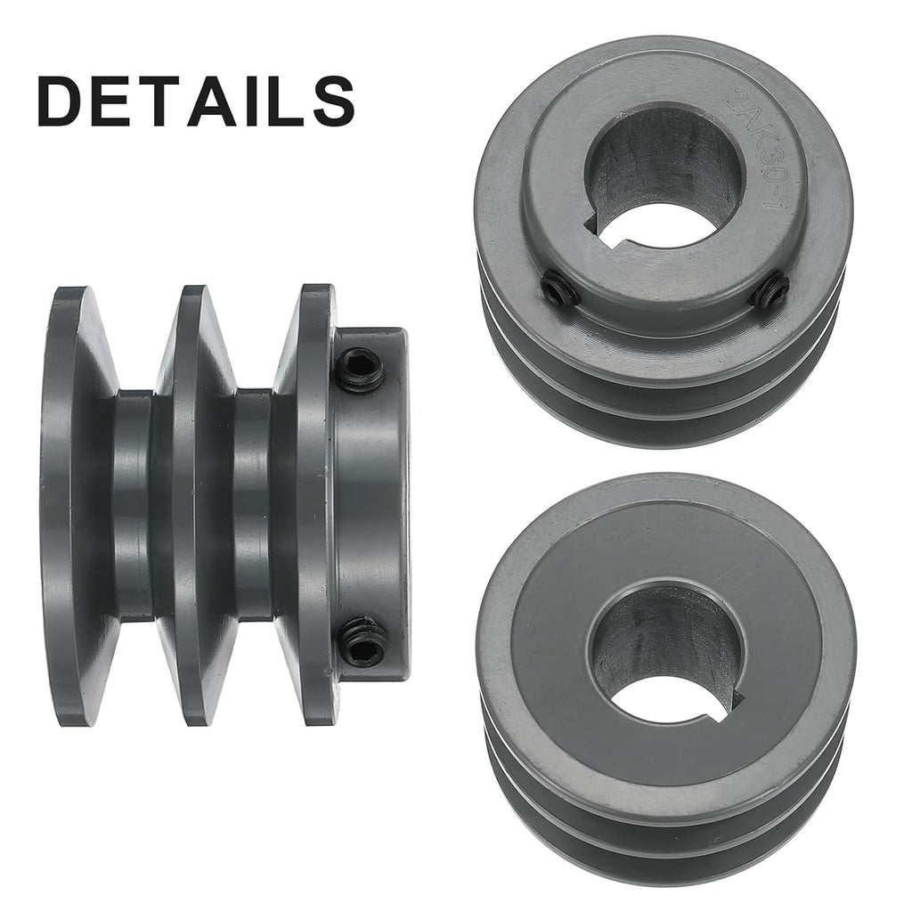 uxcell 2AK30-1 V-Belt Sheave 1" Bore, 3.05" OD, Double Groove Web Sheave