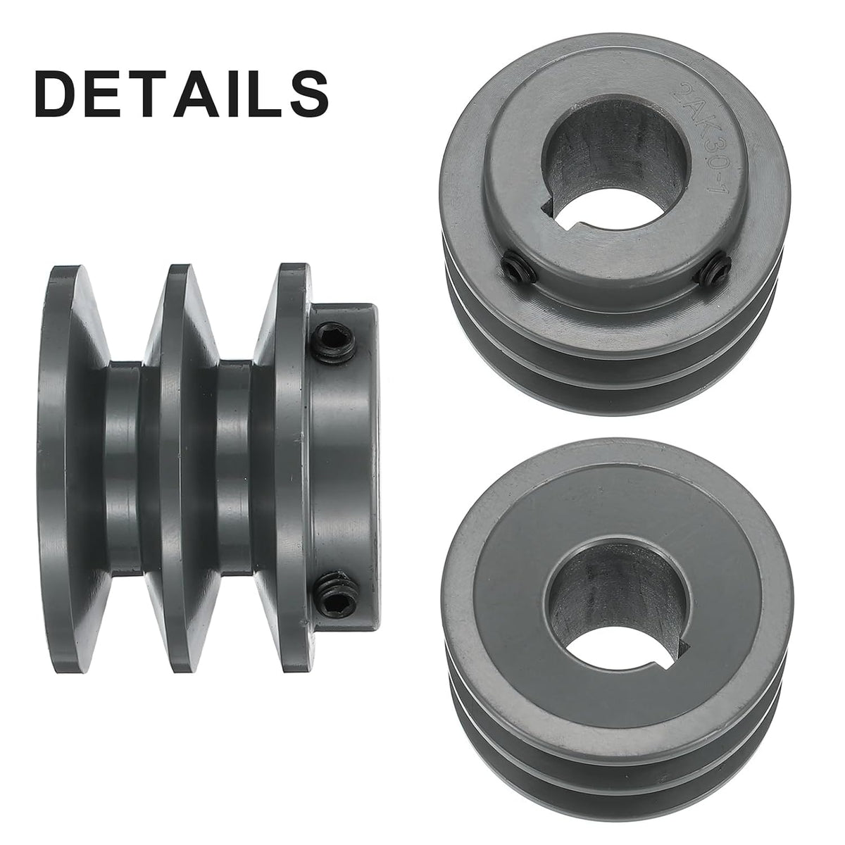 uxcell 2AK30-1 V-Belt Sheave 1" Bore, 3.05" OD, Double Groove Web Sheave