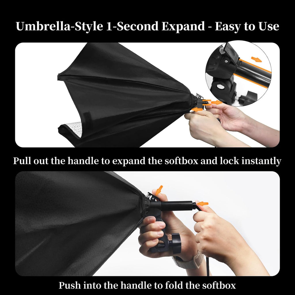 16"x16" Softbox Lighting Kit, Adjustable Light for Filming | Remote-Controlled Soft Lighting, Adjustable Brightness &