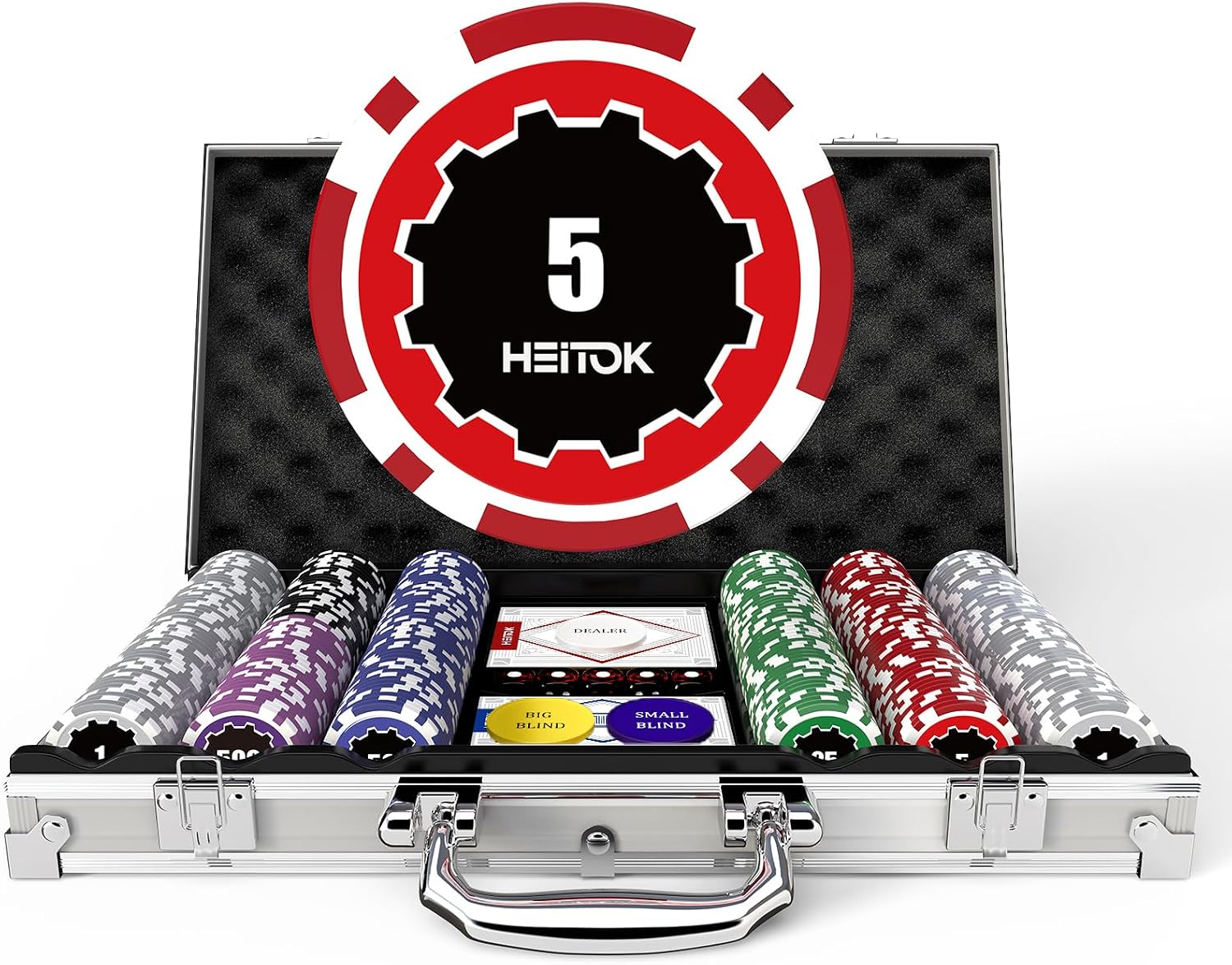 300-Piece Compact Poker Chip Set for Texas Hold'em Card Game | 11.5g weighted feel for Texas Holdem and Blackjack