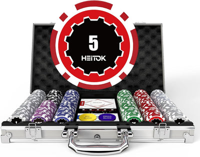 300-Piece Compact Poker Chip Set for Texas Hold'em Card Game | 11.5g weighted feel for Texas Holdem and Blackjack
