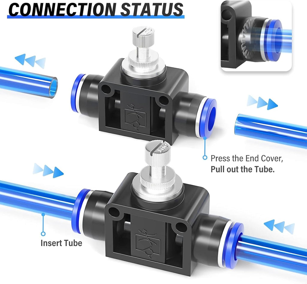 TAILONZ 6mm OD SCF-6 Air Flow Control Valve Push-to-Connect Fitting 5PCS