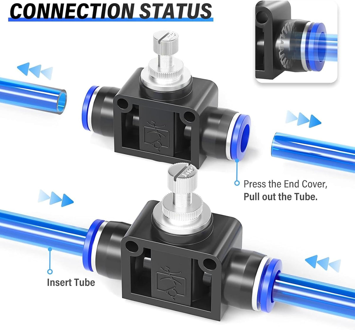 TAILONZ 6mm OD SCF-6 Air Flow Control Valve Push-to-Connect Fitting 5PCS