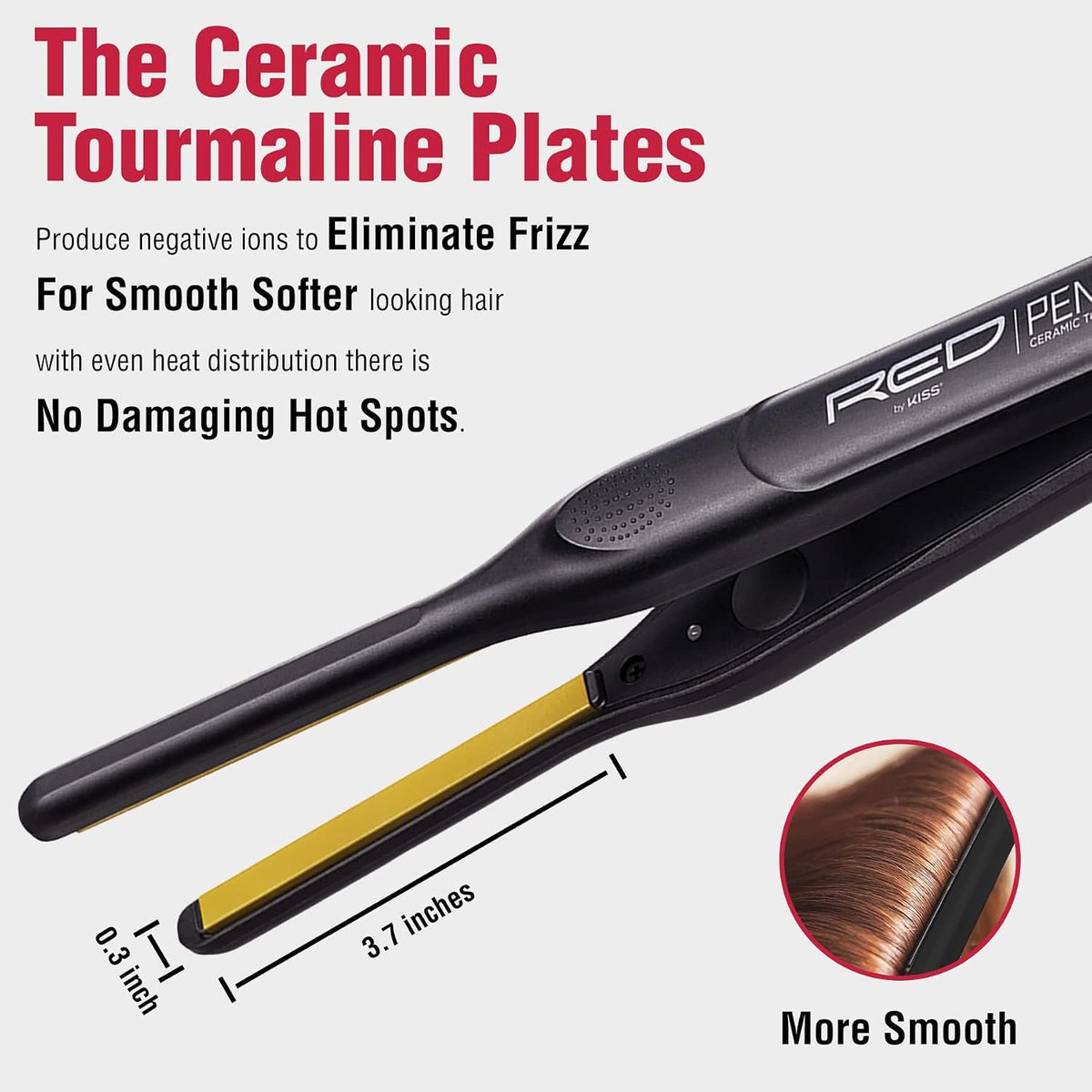 0.3 Inch Pencil Flat Iron, 3/10" Ceramic Tourmaline Hair Straightener for Thin, Short Hair & Edge Styling, Fast 60s