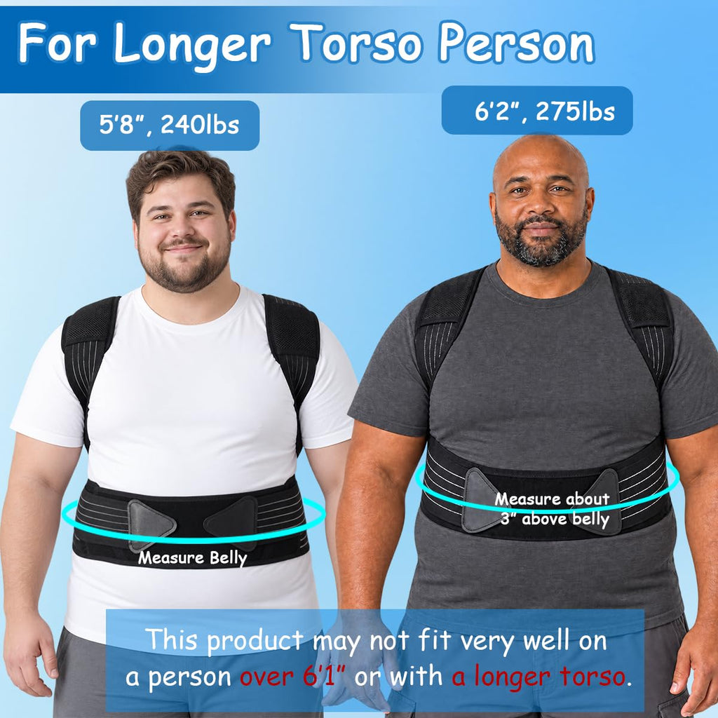 Plus Size Posture Corrector for Women & Men, Adjustable Back Brace, 3XL