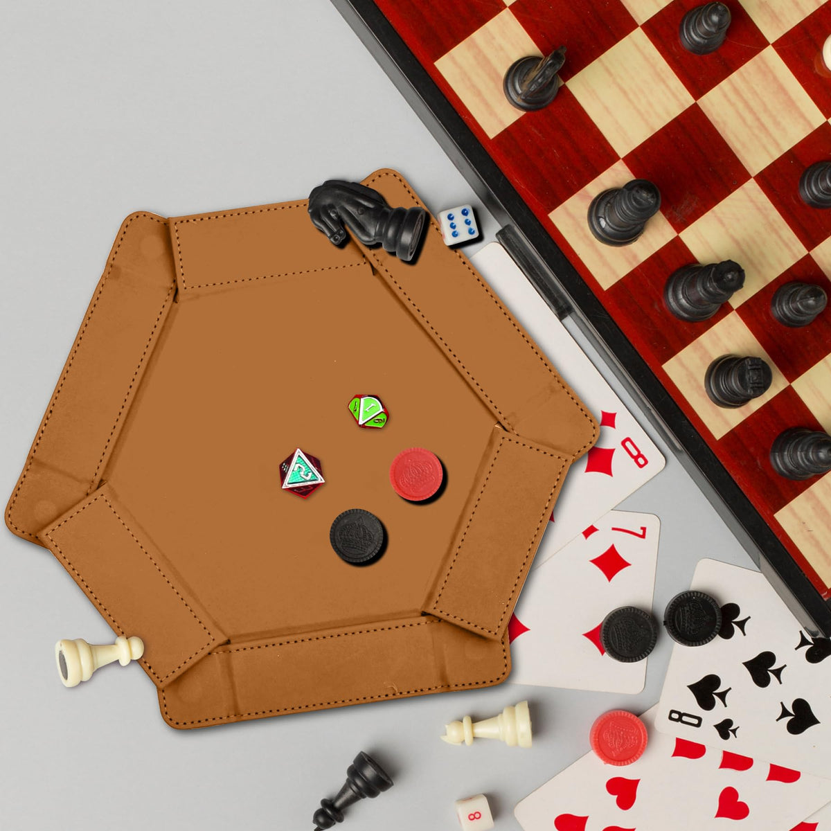 Magnetic Folding Dice Tray Hexagon Dice Rolling Tray Dice Mat