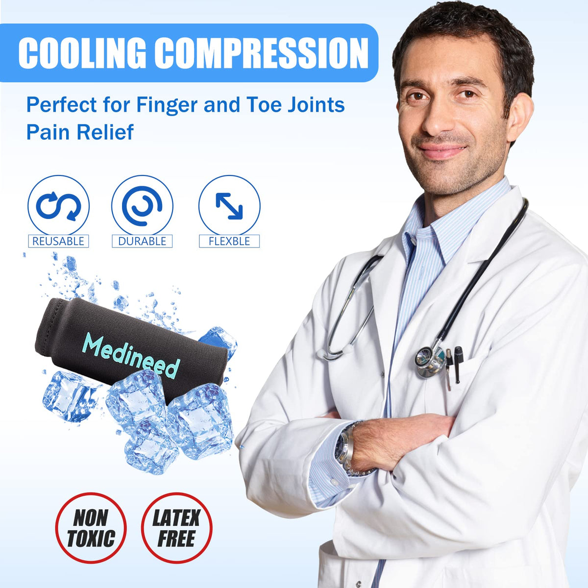 2PCS Finger Gel Ice Pack Sleeves, Cold Therapy for Injuries, Black