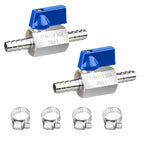 NUTAKI 1/4" Barb Shut Off Valve, 304 Stainless Steel, 4 Clamps, 2-Pack