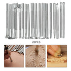 20 Pcs Leather Stamping Tools Special Shape Different Patterns for Carving Craft Leather Working Professional