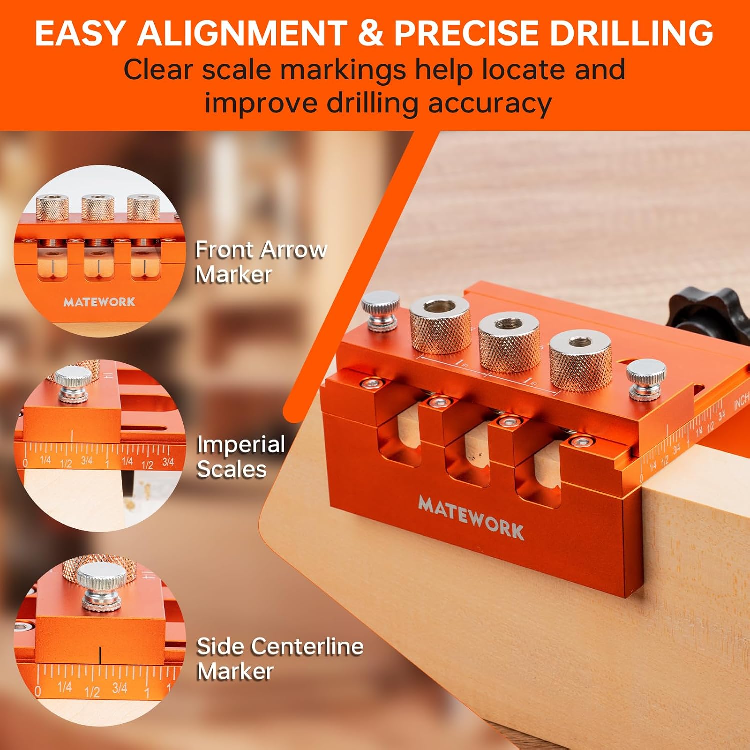 Dowel Jig, Drill Guide for Straight Holes Doweling Jig for Wood | Woodworking Tool, Adjustable Width Dowel Jig Kit