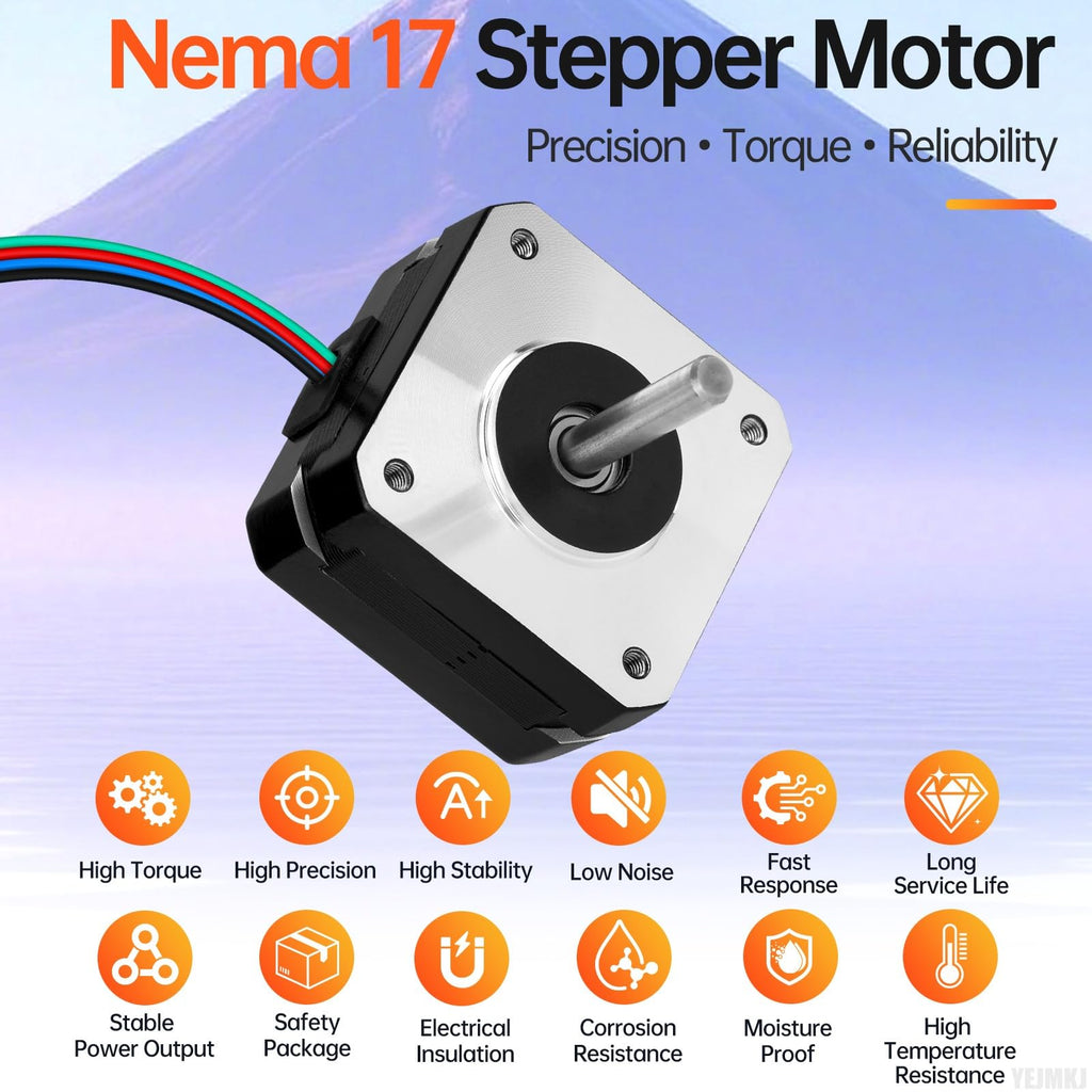 YEJMKJ Nema 17 Stepper Motor 42x23mm 0.16Nm (22.66oz·in) 0.8A 4.2Ω Bipolar