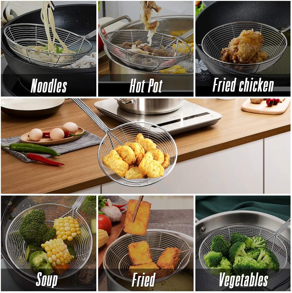 Spider Strainer Skimmer, Slotted Spoon for Cooking 5.5 Inch