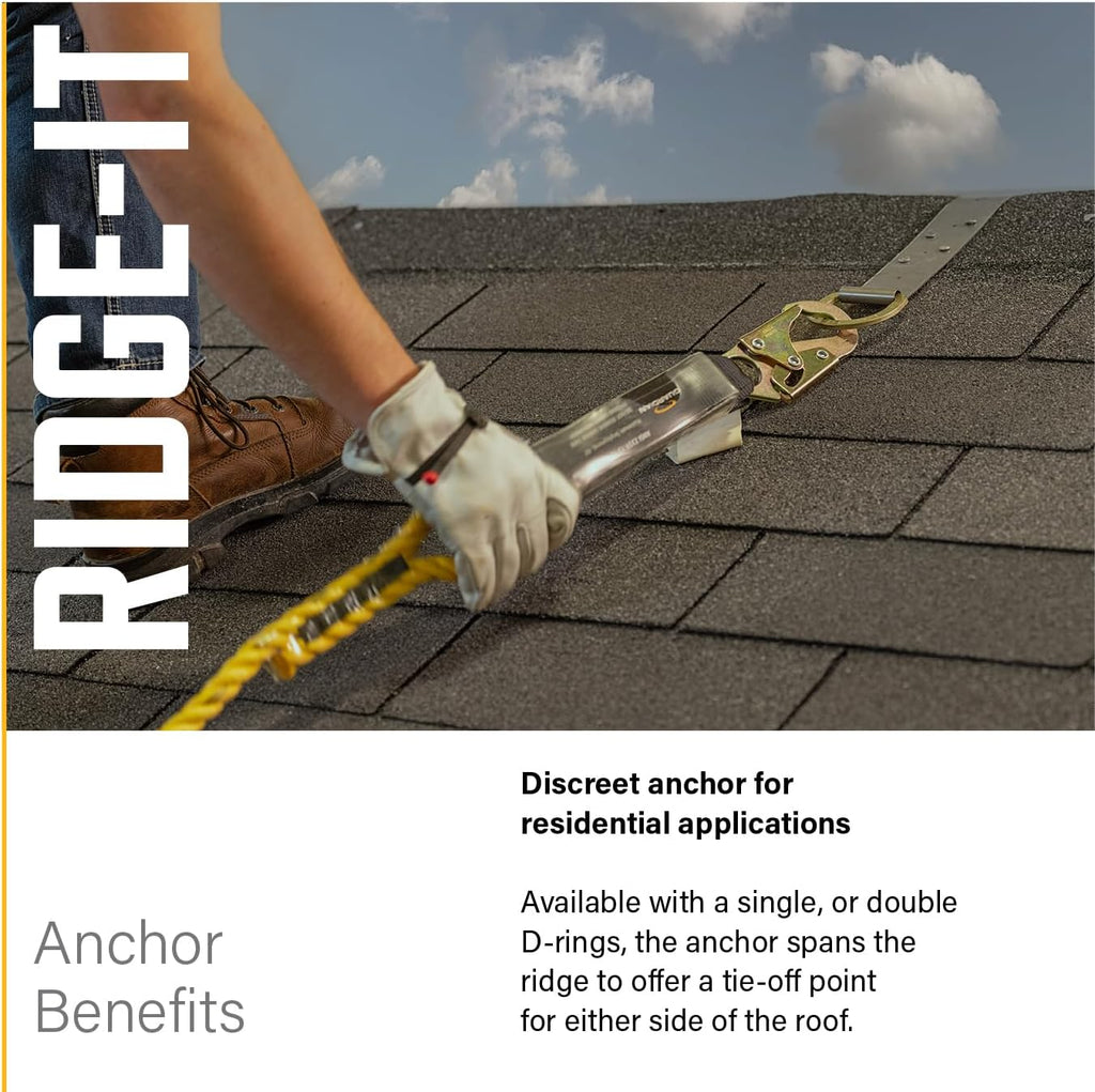 00500 RIDG-1 Single D-Ring Roof Anchor with Nails 11-Inch in Length and 1 D-ring, 9¾"