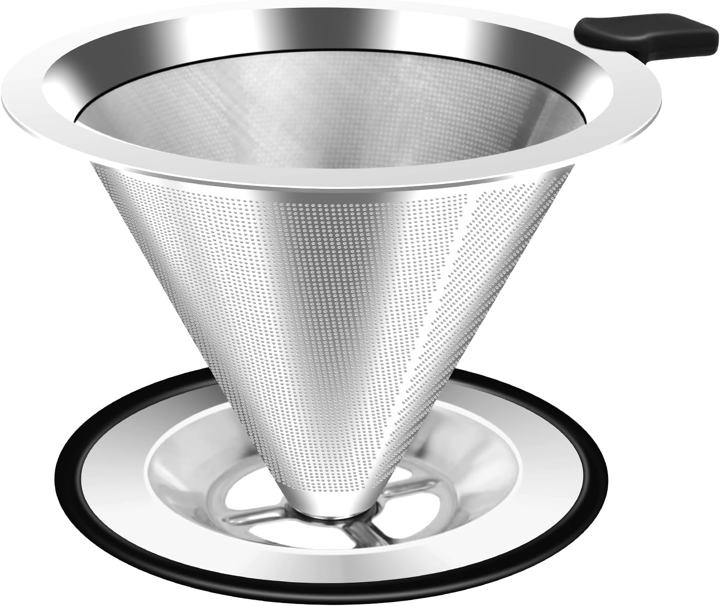 Pour Over Coffee Dripper, Stainless Steel Coffee Filter, Paperless Reusable Coffee Filter, Double Micromesh 600 Mesh