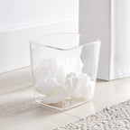 Clear Square Mini Wastebasket Trash Can | Garbage Container Bin for Bathrooms, Kitchens, Home Offices |
