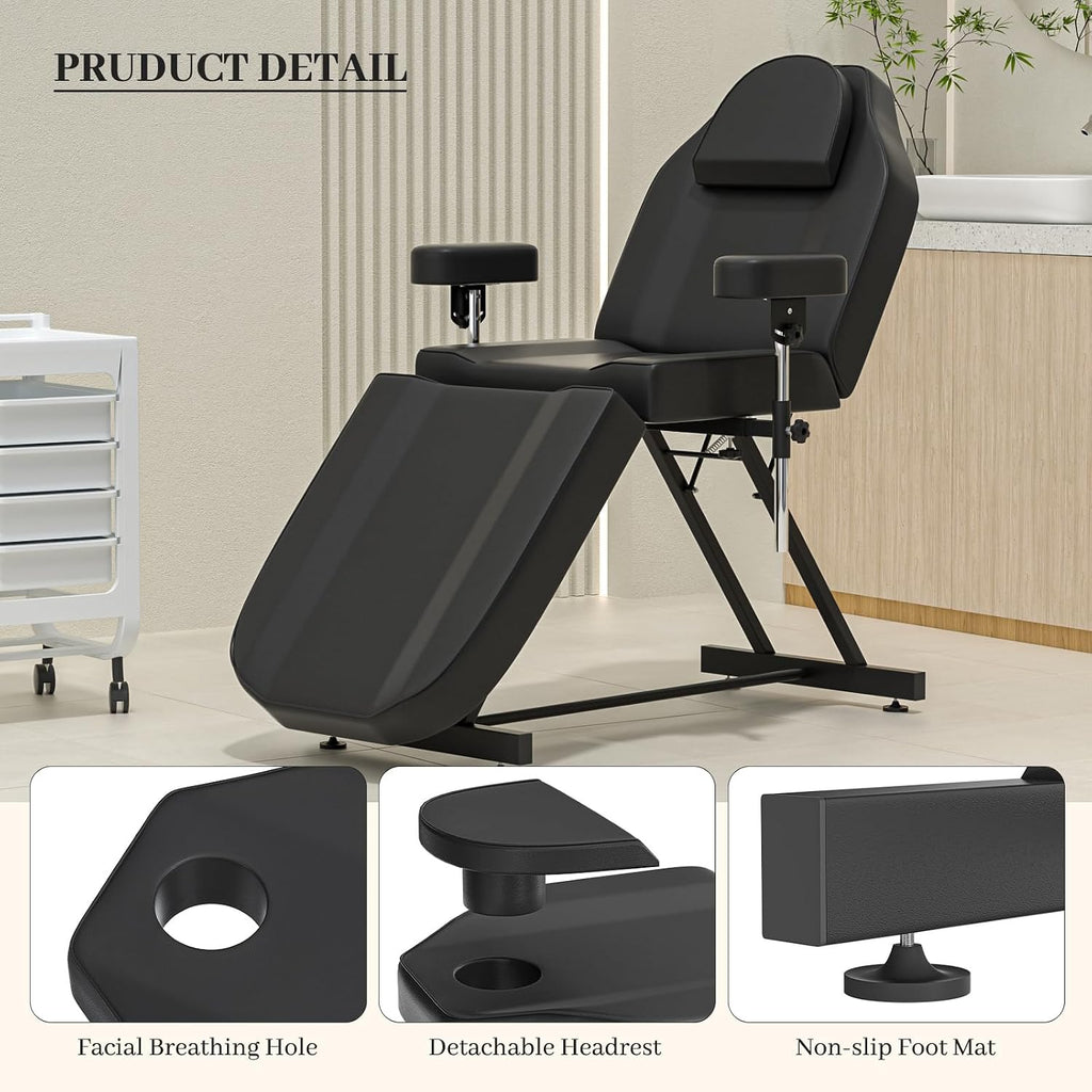 Tattoo Chair for Client, Adjustable Armrests Facial Lash Bed