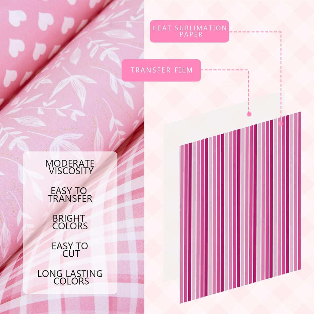 Pink Plaid Sublimation Ink Transfer Paper 12 Sheets 12"x10" | Colored sublimation transfer sheets,works with iron &