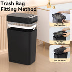 3 Pack Bathroom Trash Can 2.5 Gallon Small Touchless Automatic Motion Sensor Trash Cans Slim Waterproof Garbage Bin