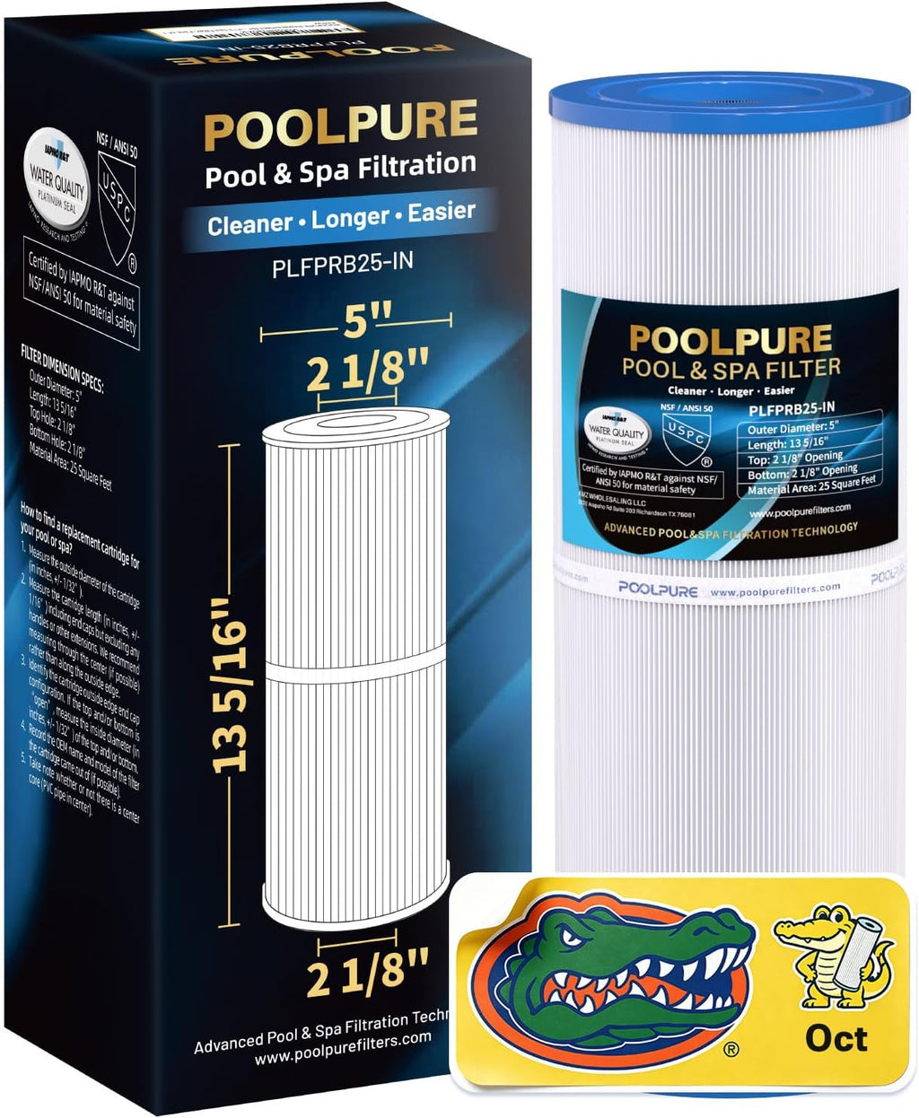 POOLPURE PRB25-IN Hot Tub Filter Replace Unicel C-4326, 3005845, 1Pack