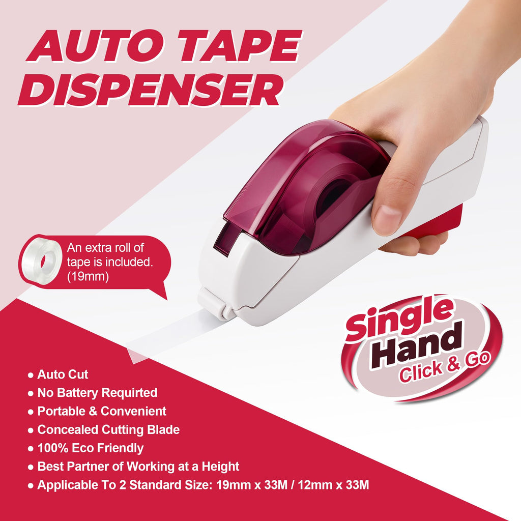 Automatic Tape Dispenser with Multiple Rolls of Tape, White