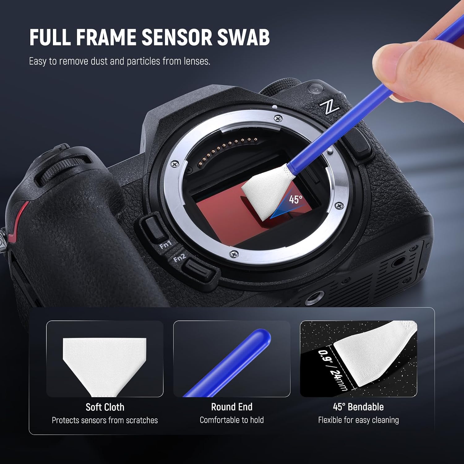 16 in 1 Camera Lens Cleaning Kit, Brush + Air Blower + Cleaning Swab for 24mm Full Frame Sensor + 1x Cleaner Spray +