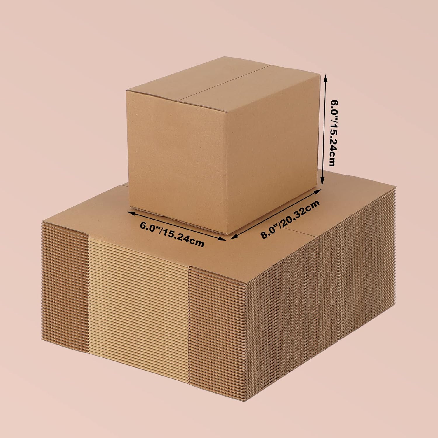 40 Pack 8x6x6 inches Shipping Boxes Corrugated Cardboard Boxes for Packing, Moving, Mailing, Brown
