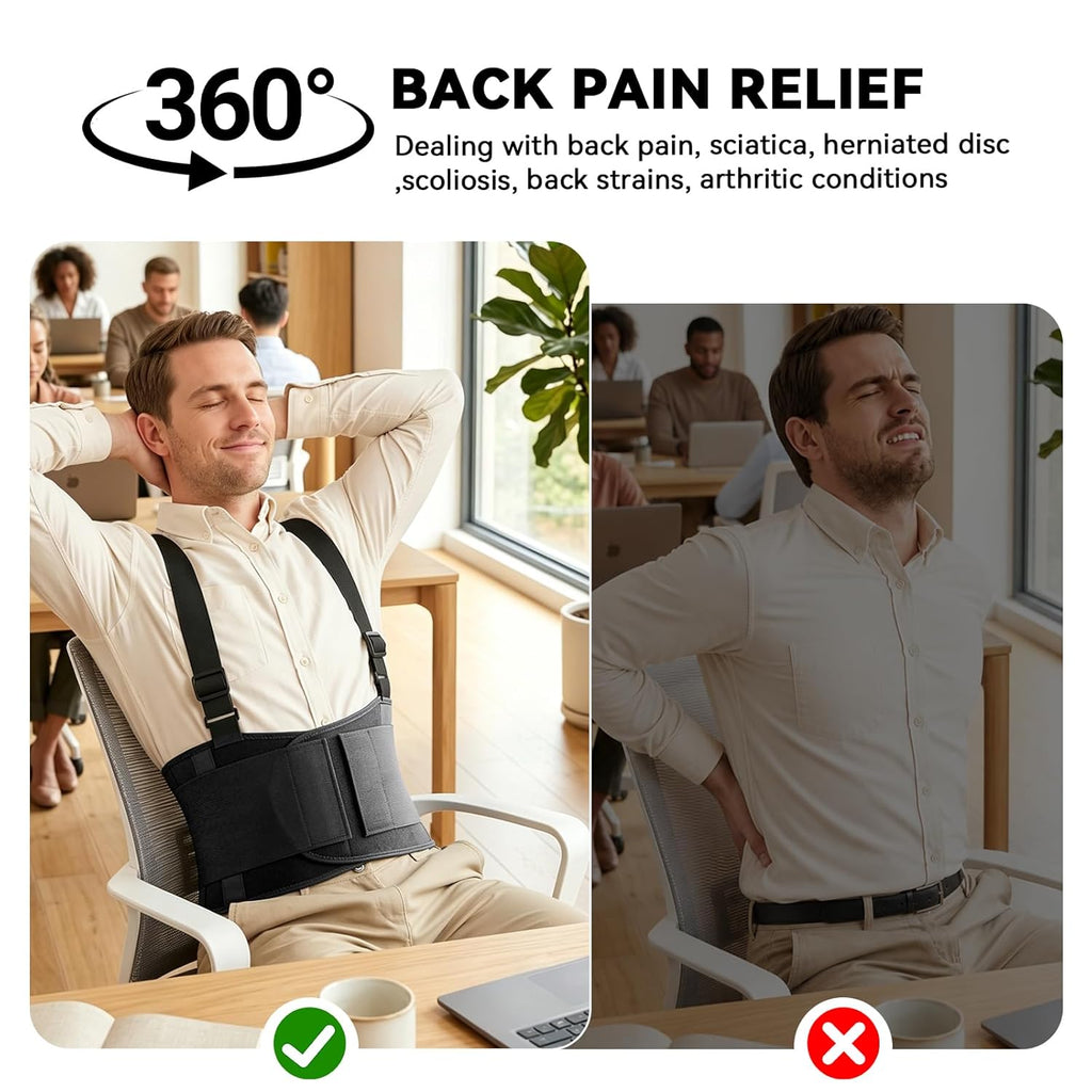 Work Back Brace for Men & Women, Adjustable Lower Back Support Belt