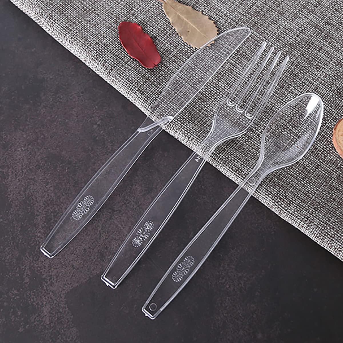 150 Pcs Clear Plastic Silverware - 50 Forks, 50 Spoons, 50 Knives