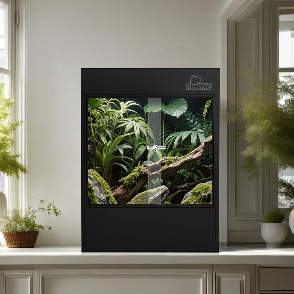 33 Gallon PVC Tall Reptile Terrarium, 18x18x24 Arboreal Enclosure | Vertical Habitat Enclosure with Sliding Door &