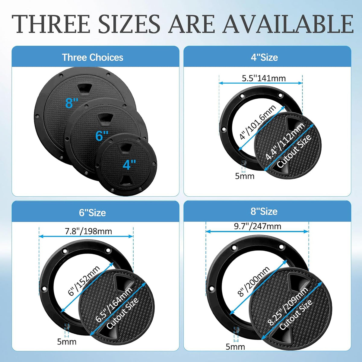 6 Inch Round Inspection Deck Plate Hatch with Detachable Cover, Black