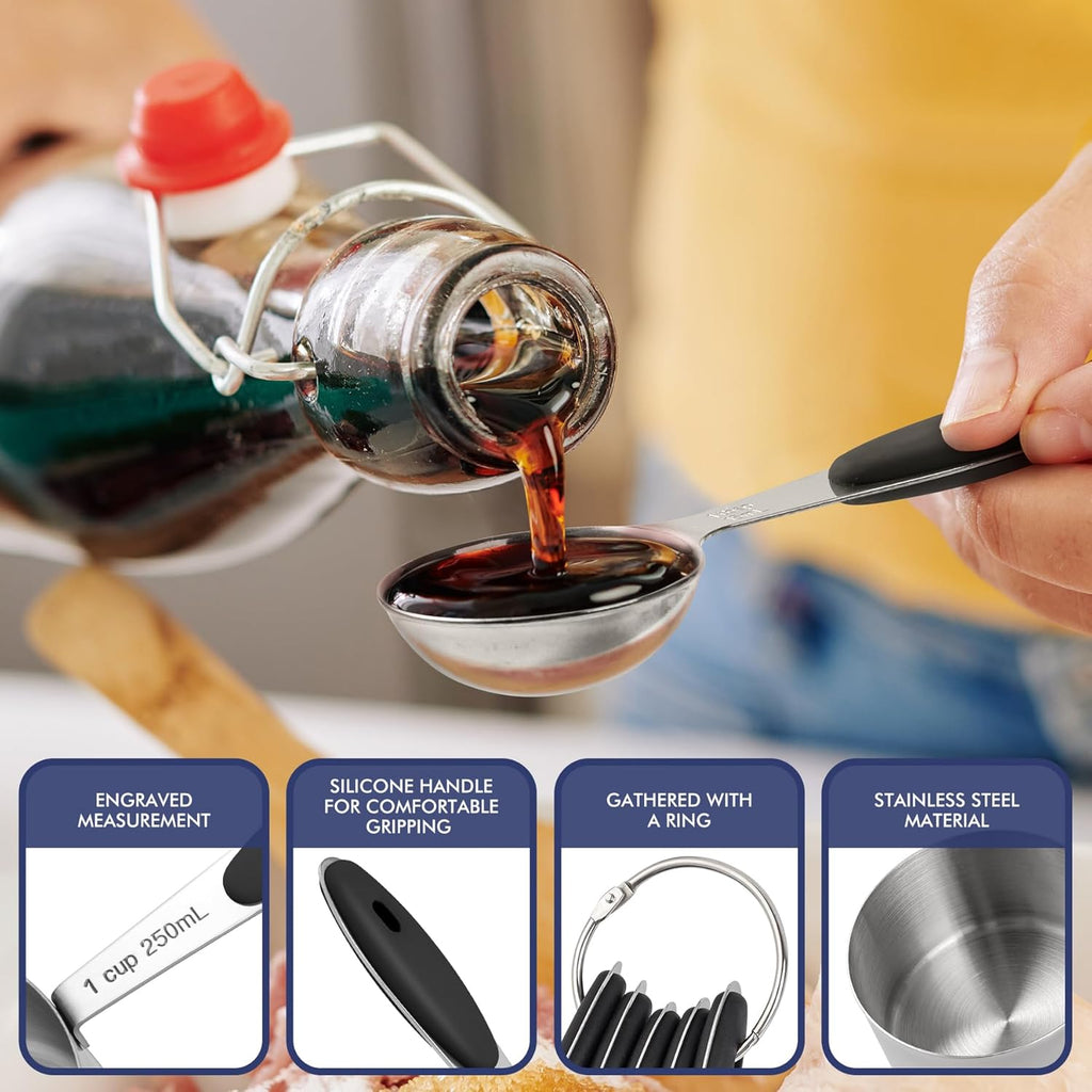 10-PACK Measuring Cups and Spoons Set, Kitchen Gadagets Cooking Baking,Heavy Duty & Dishwasher Safe for Dry and