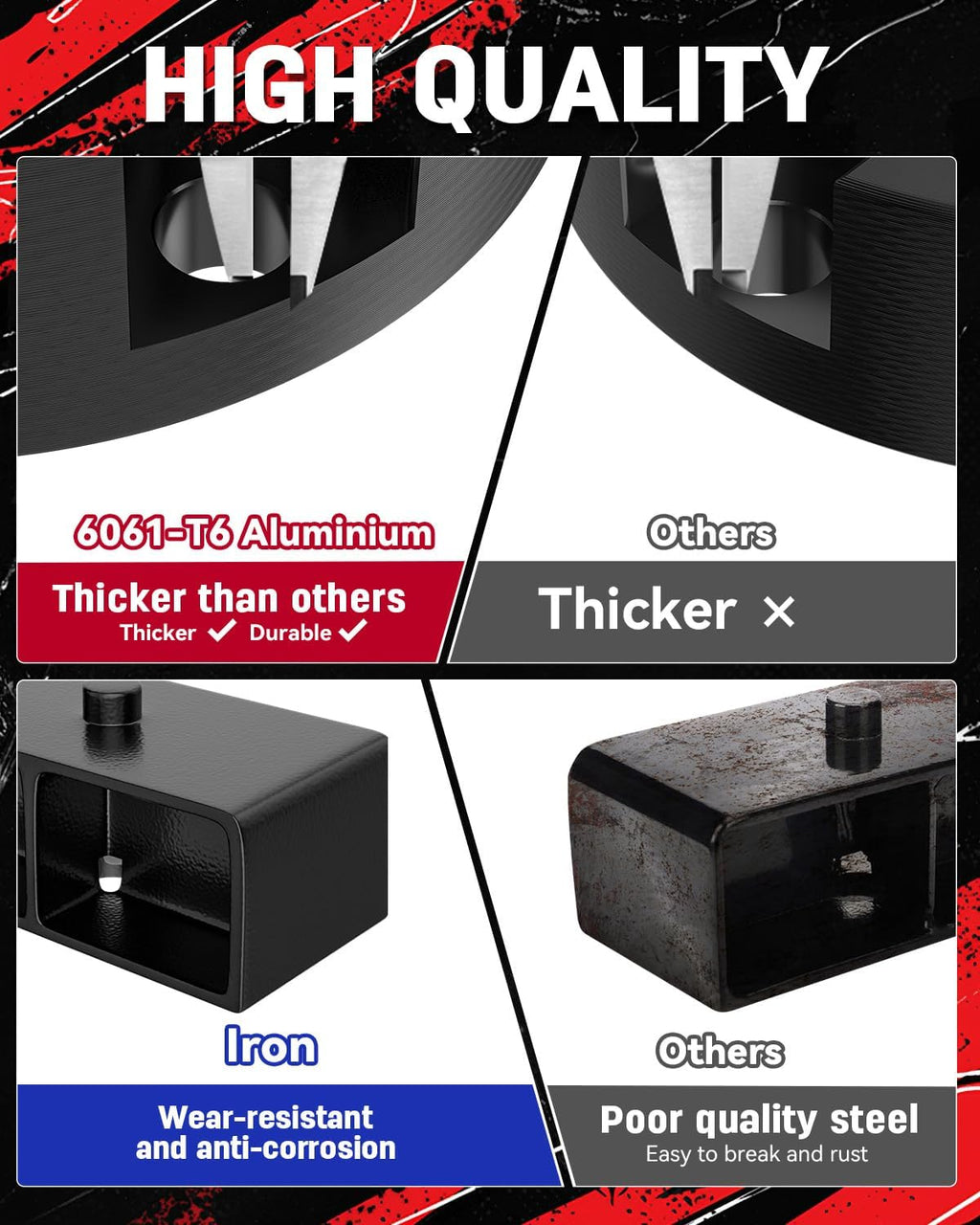 Richeer 3" Front and 2" Rear Leveling Kits for 2005-2023 Tacoma 2WD/4WD