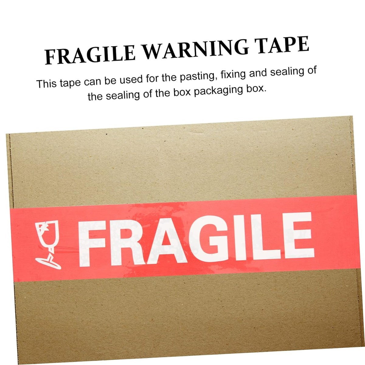 Fragile Warning Tape 1 Roll Bright Red Plastic Packing Tape for Moving