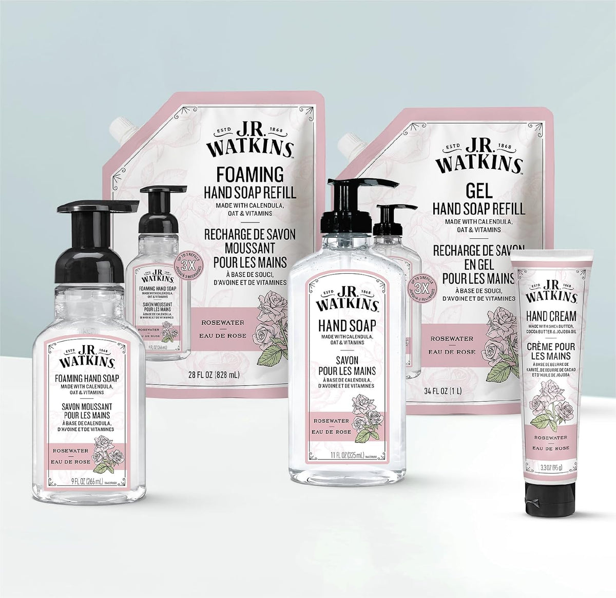 Moisturizing Foam Hand Soap Refill 2 Pack, Rosewater, 28 fl oz