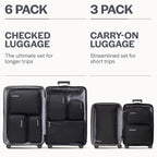 Ultralight Compression Packing Cubes for Travel, 6-Pack, Black