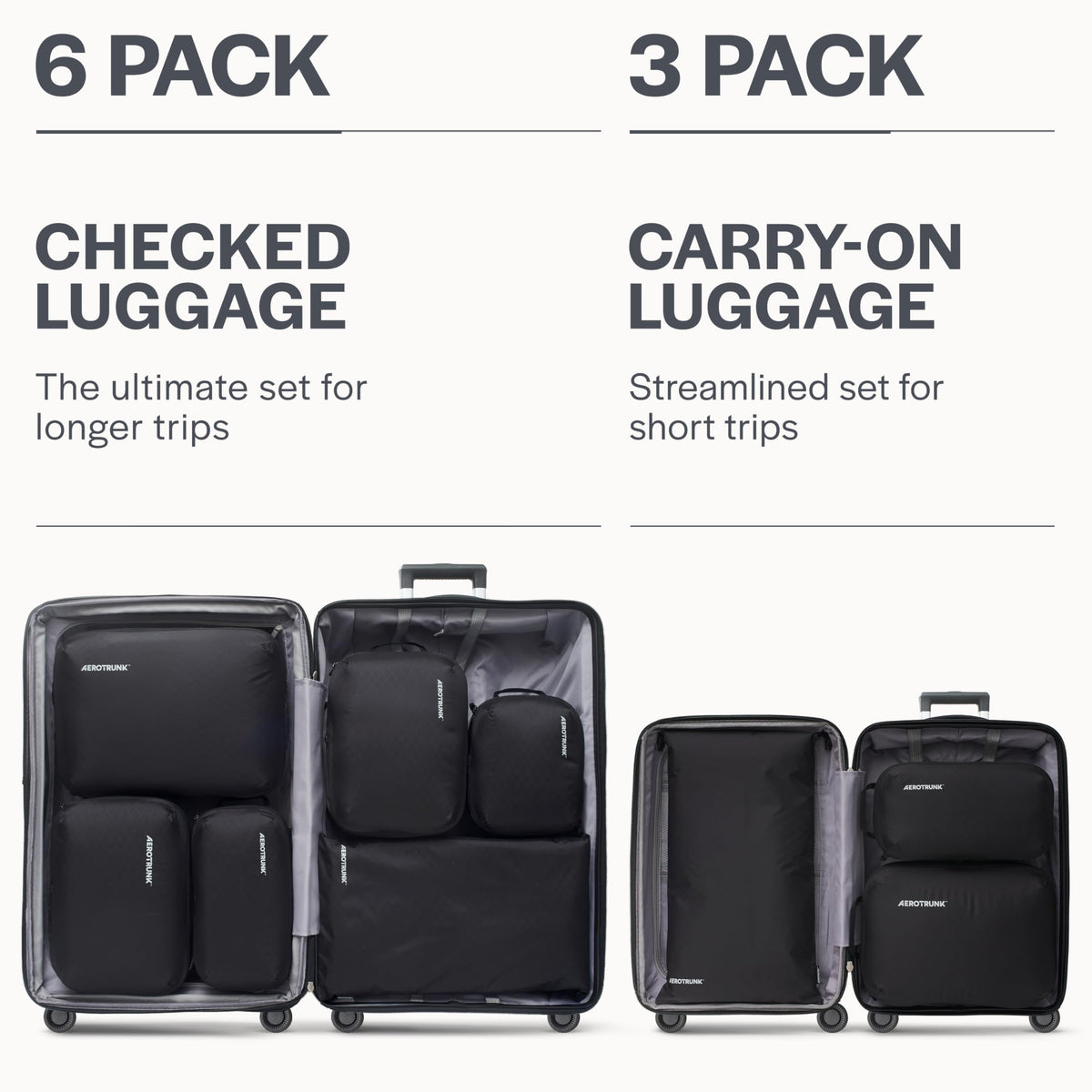 Ultralight Compression Packing Cubes for Travel, 6-Pack, Black