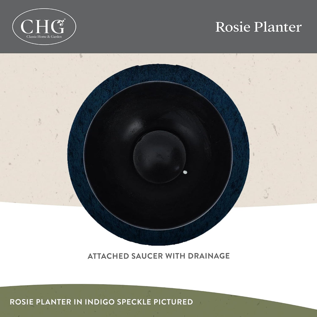 Classic Home and Garden by Growscape Rosie Modern Planter w/Drainage - Contemporary Planter Bowls - Shallow Round