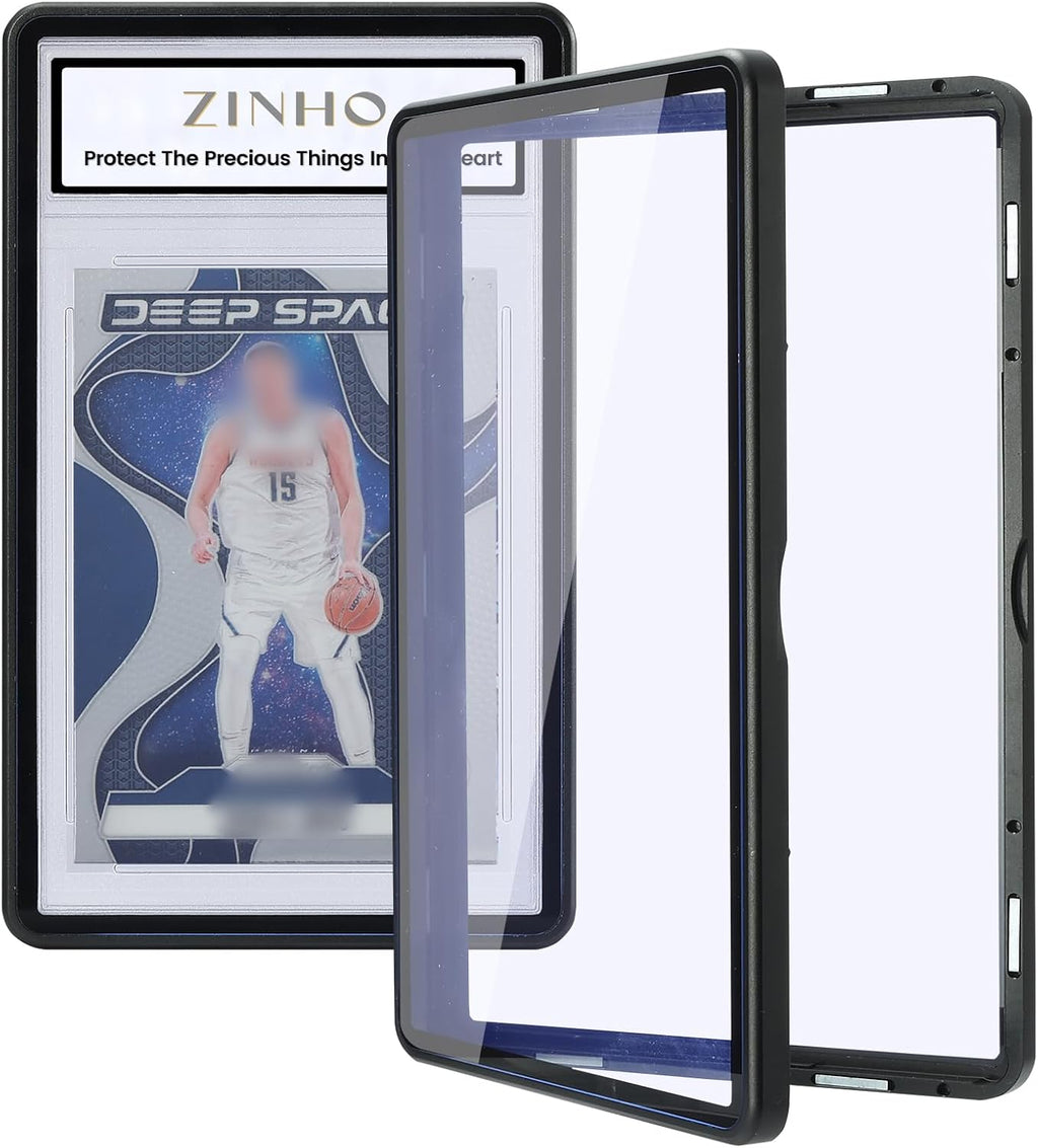 Graded Card Case Magnetic Aluminum Alloy Slab Protector Display Case Fits BGS Cards, UV Protection (Black)