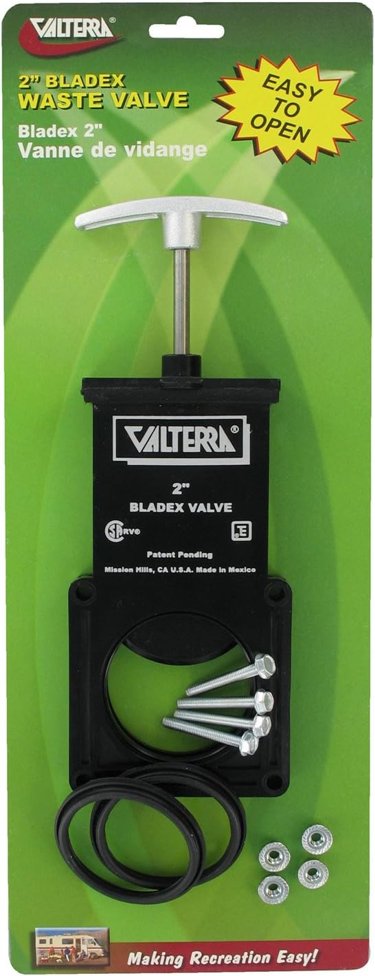 Valterra T1002VPM Bladex 2" Waste Valve Body with Metal Handle , Black