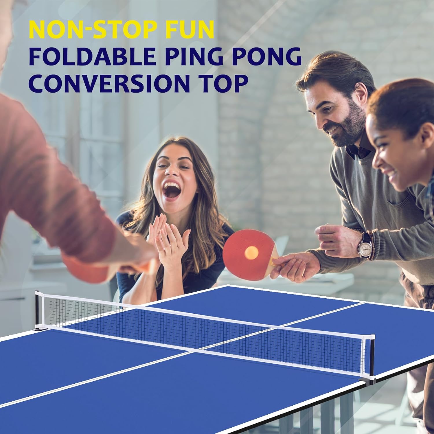 Ping Pong Table Topper for Pool Table, Folding Table Tennis Top | Foldable Ping Pong Conversion Top for Pool Table