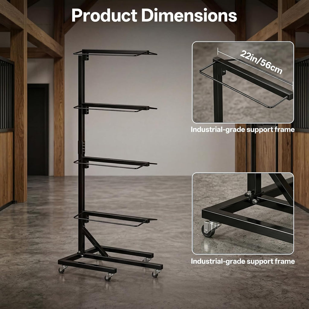 4 Tier Saddle Rack with Wheels, Heavy Duty Horse Saddle Stand