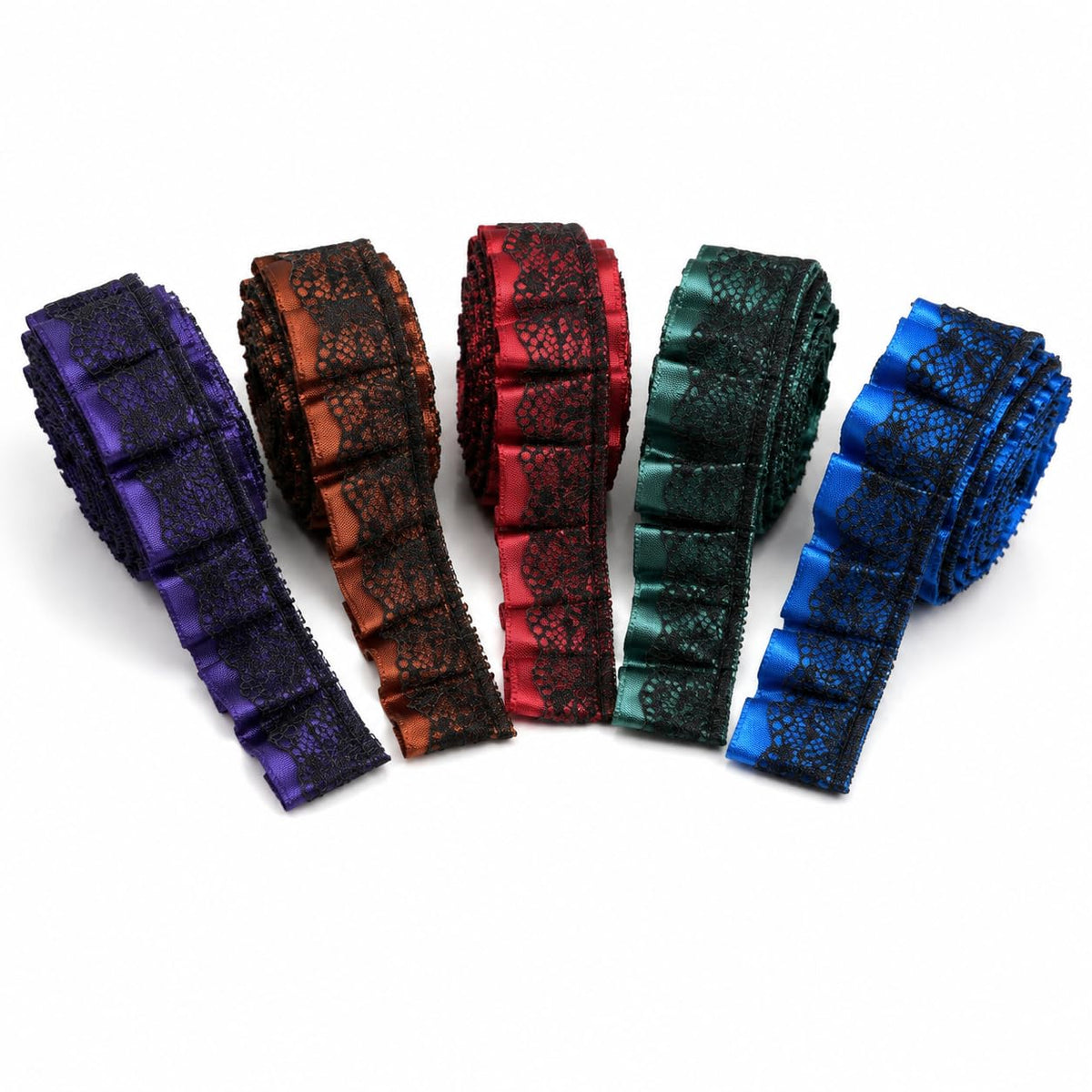 Ruffle Trim Lace 1inch*1yard 5Color Double Layer Trim
