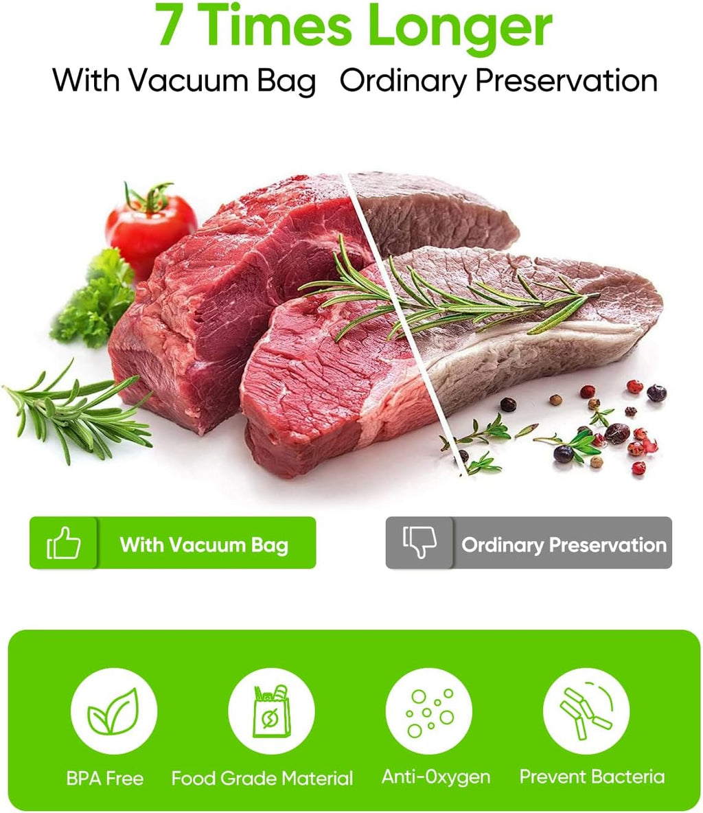 Vacuum Sealer Bags for Food, Food Saver Space Saver Vacuum Storage Bags, 3 Rolls 11” x 10', BPA Free, Heavy-Duty