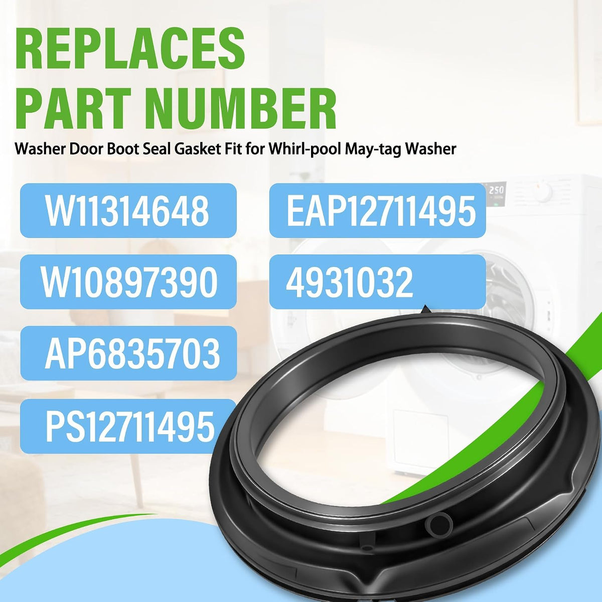 WFW5605MW0 Washer Door boot Seal Fit for Whirl-pool May-tag Front Load