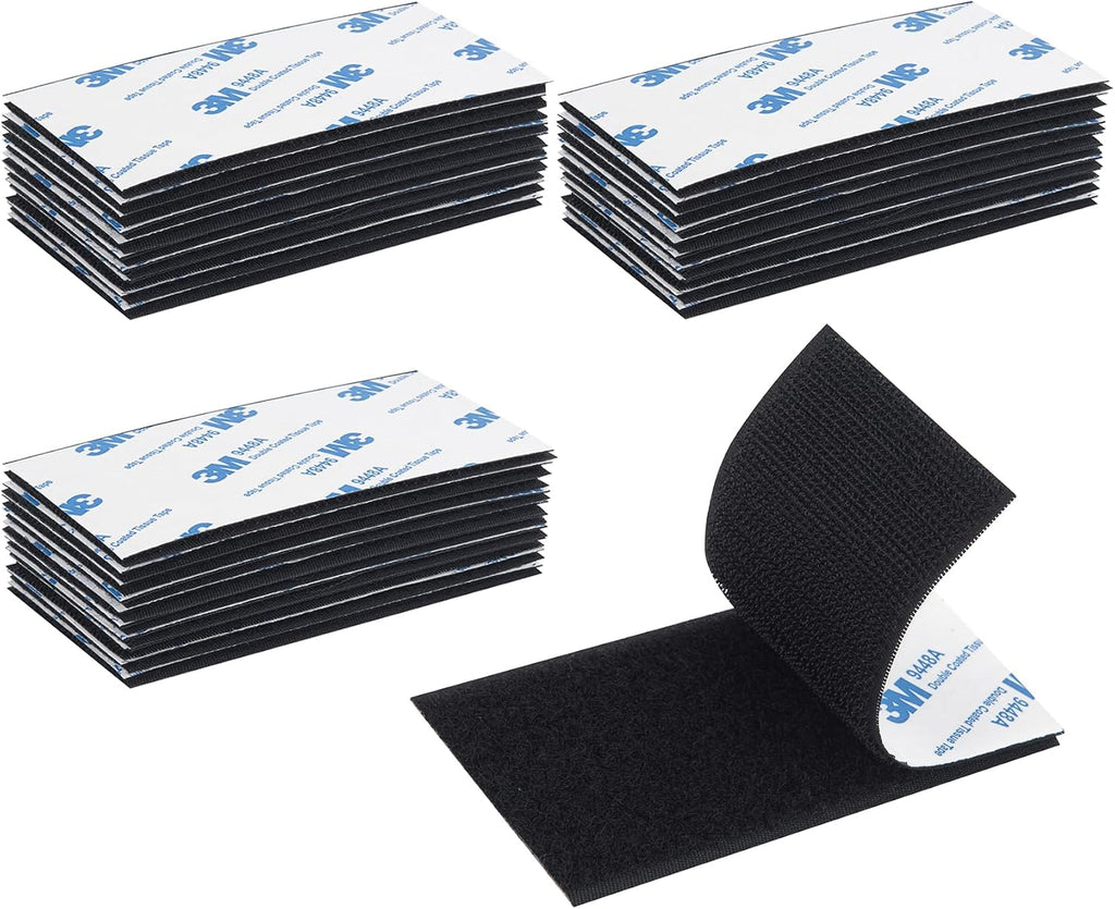 Hook and Loop Tape 2in x 4in 30 Pairs, Slef Adhesive Interlocking Strip, Double Sided Mounting Tape Heavy Duty