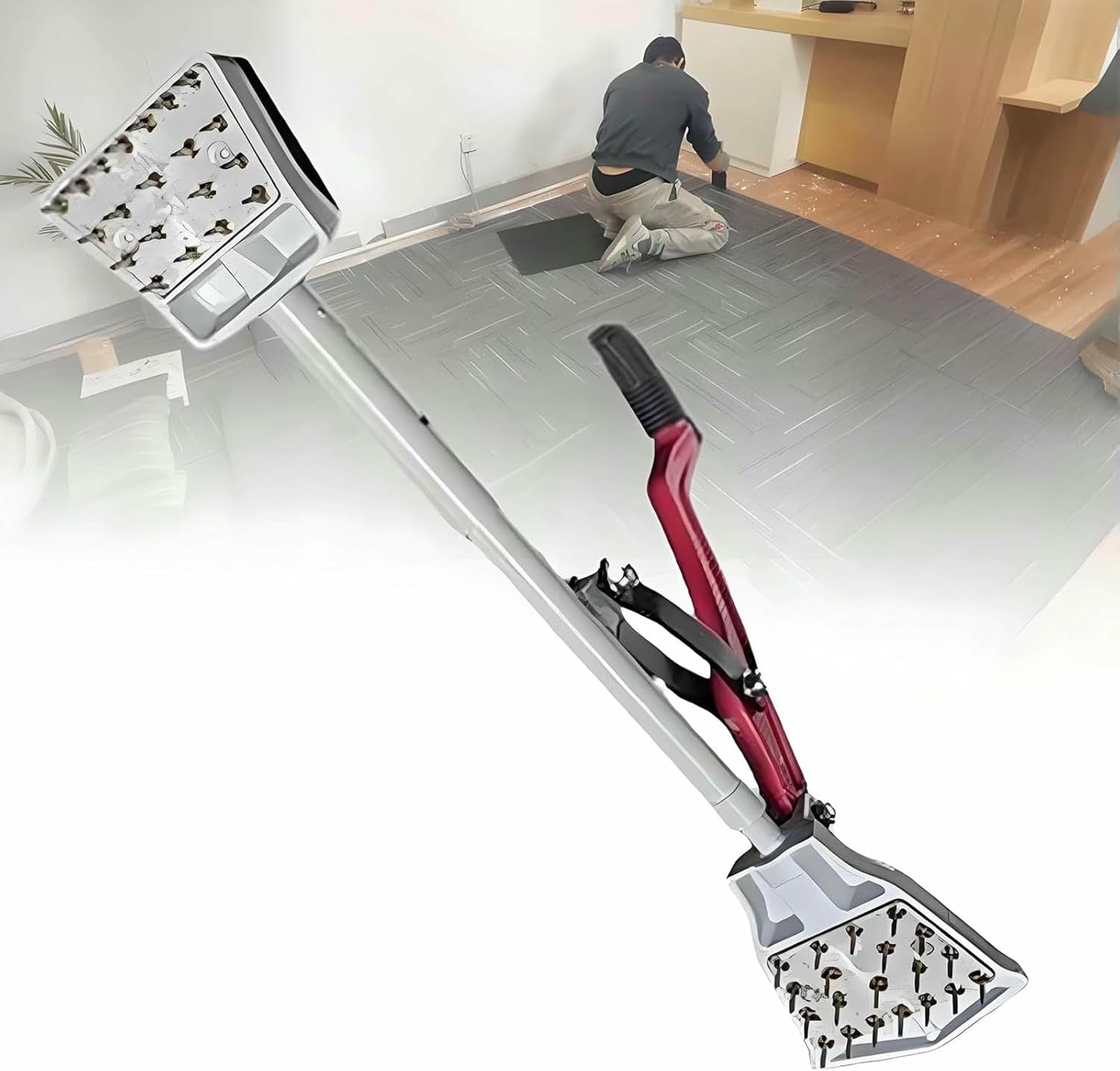 Kneeless Carpet Stretcher, Carpet Kicker Stretcher, Fit Laying Tool w/Soft Rubber Handle and Grippers for DIY