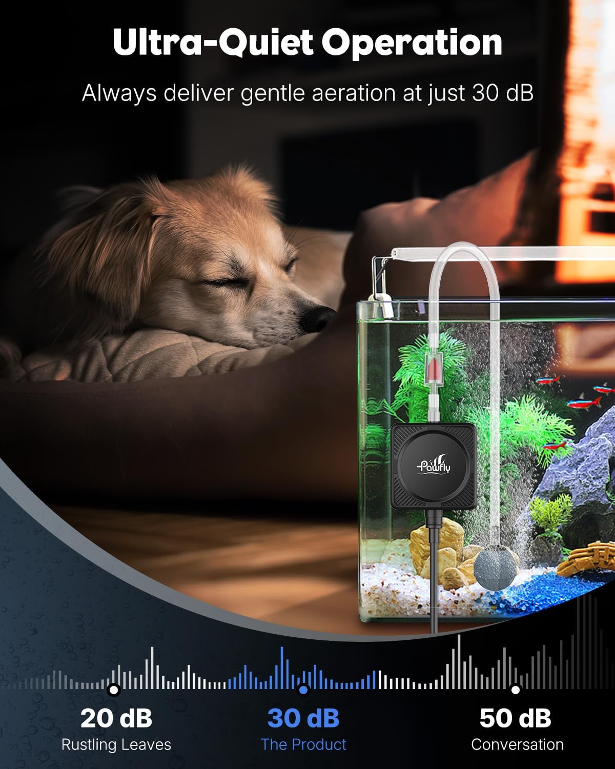 Nano Silent Aquarium Air Pump, Mini Bubbler with Accessories, 1.3 W Portable Oxygen Aerator for 1-15 Gallon Fish